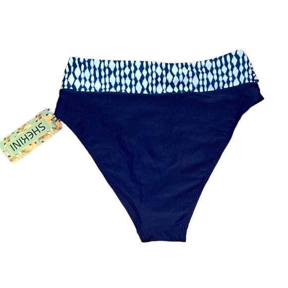 Shekini Deep Blue High Waisted Bikini Tie Knot Front Swim Bottoms, Size S, NWT - Picture 5 of 10